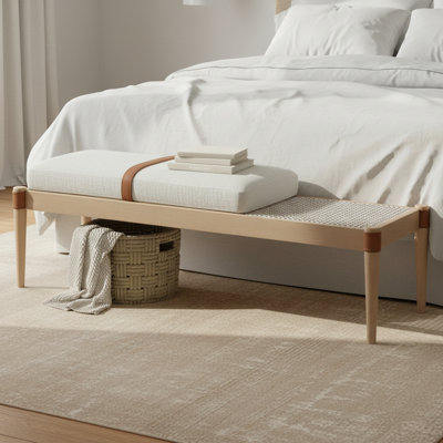 Banc rembourré en tissu texturé Nara