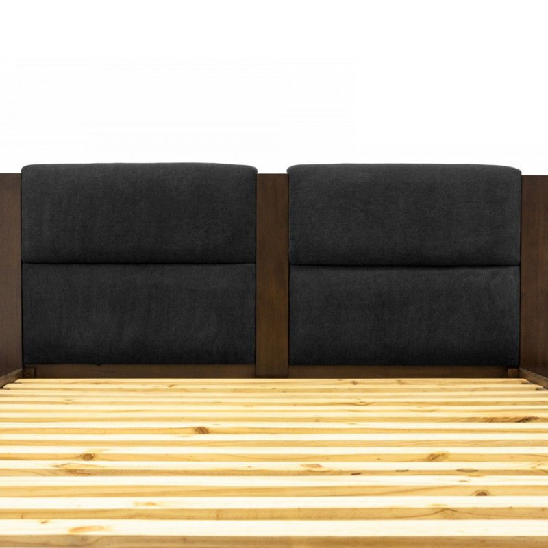 Lit Noe Col, coussin rembourré, bois à profil bas, Grand