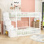 Lit superposé double en bois avec escalier de rangement-129506188