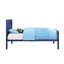 Lit simple bleu Cargo Style, lit à panneau avec cadre en métal avec panneaux encastrés, 21 lattes, aucun sommier requis, pied à profil bas, pied droit, cadre en fer de 25 x 50 mm, capacité de poids de 330 lb, 79 po de longueur,