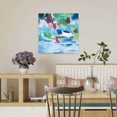 Abstrait lac contemporain avec art abstrait bleu