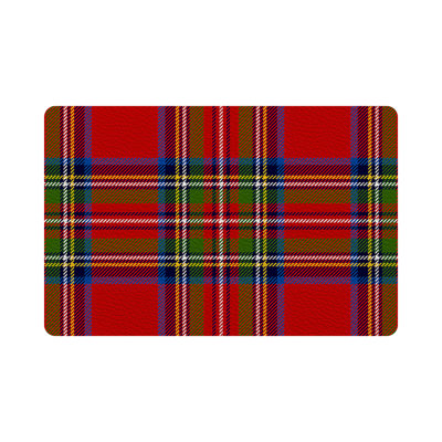 Christmas Tartan Red Vegan Leather Rectangle Pebble Placemat