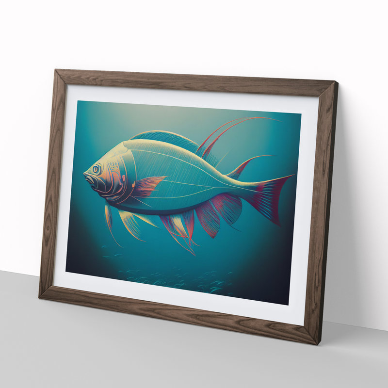 Miraculous Fish - Framed Print, 25cm H x 34cm W x 2cm D, Walnut