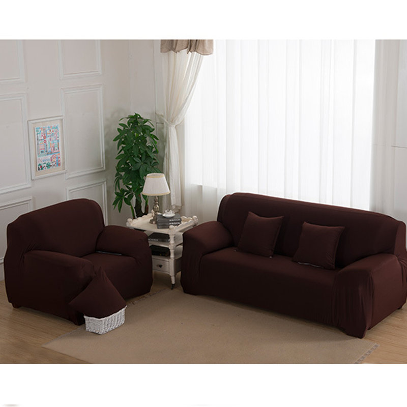 Housse pour canapé extensible 3 places, H 45 po x l 118 po x P 30 po, Mélange de polyester café