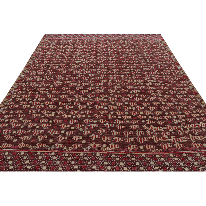 Burano Hand Knotted Wool Geometric Area Rug, Rectangle 5' x 7'