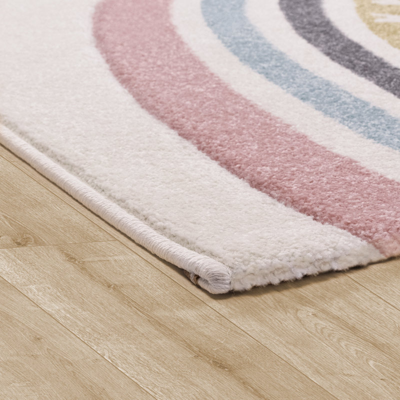 Tapis rectangulaire en polypropylène tissé à la machine, Rectangle 2 pi 8 po x 4 pi 11 po, Rose