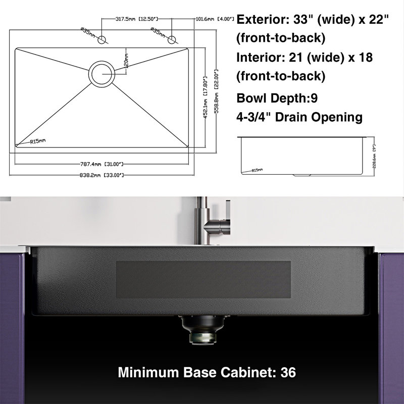 Topmount Kitchen Sink With Spring Neck Faucet