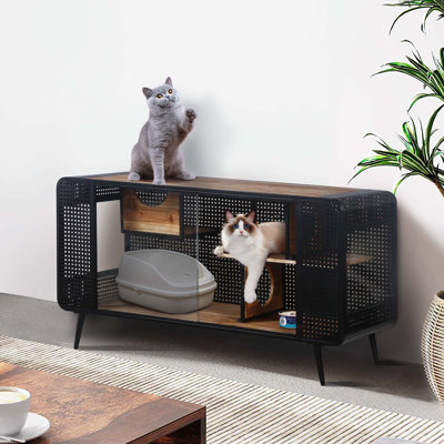 Cat House with Tempered Glass, for Living Room, Hallway, Study and Other Spaces