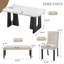 Ensemble de table de salle à manger moderne 6 pièces, table de salle à manger en faux marbre 63 "avec pieds géométriques, 4 chaises rembourrées et 1 banc, facile à assembler, beige et blanc-131983169-131983170-131983172-131983176