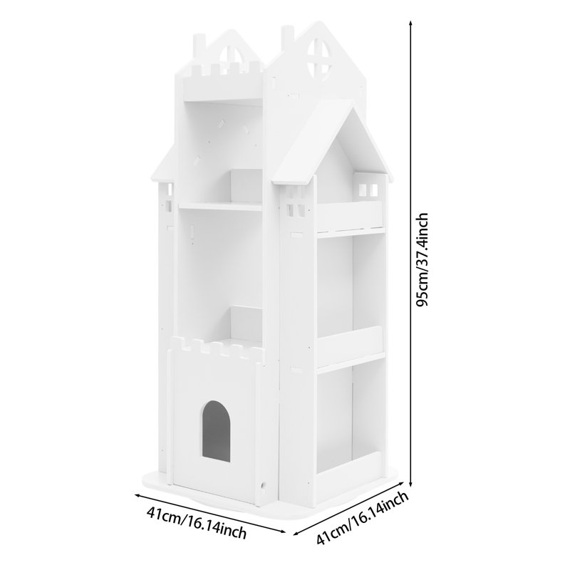 Book Display Shelf Rotating Children's Bookshelf Free Standing Standing Bookshelf, White