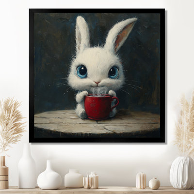 Detrick Drôle de lapin ayant un thé II - lapin, art mural