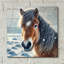 «Snowy Horse Portrait» par Rey Klimt, art mural acrylique, 12 po x 12 po