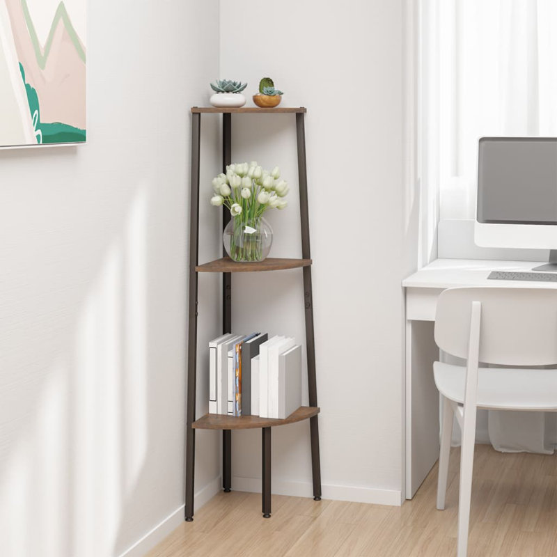 Casstown 120cm H x 45.5cm W Corner Bookcase, Brown/Black