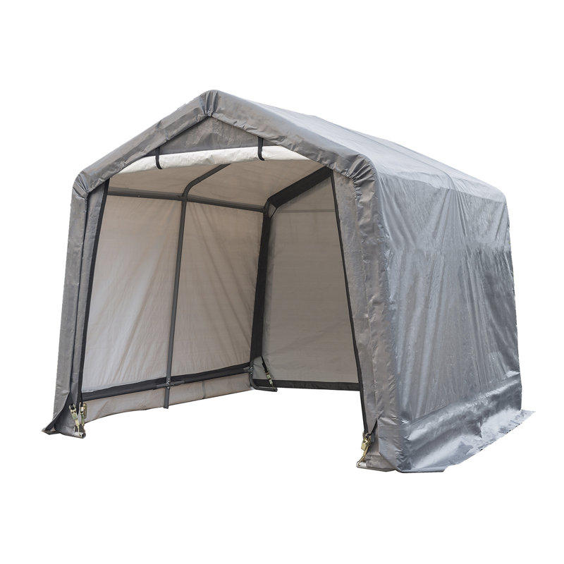 Abri de rangement extérieur portatif en métal WeatherFast 8 pi x 8 pi avec toit à deux versants