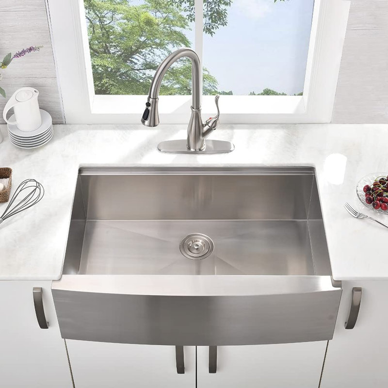 33'' L Farmhouse / Apron Single Bowl Stainless Steel Kitchen Sink