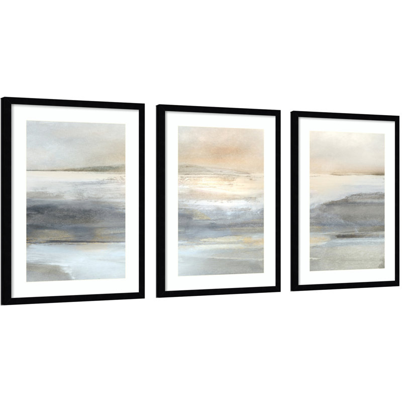«Abstract Land», 3 pièces par Dan Hobday, impressions murales encadrées