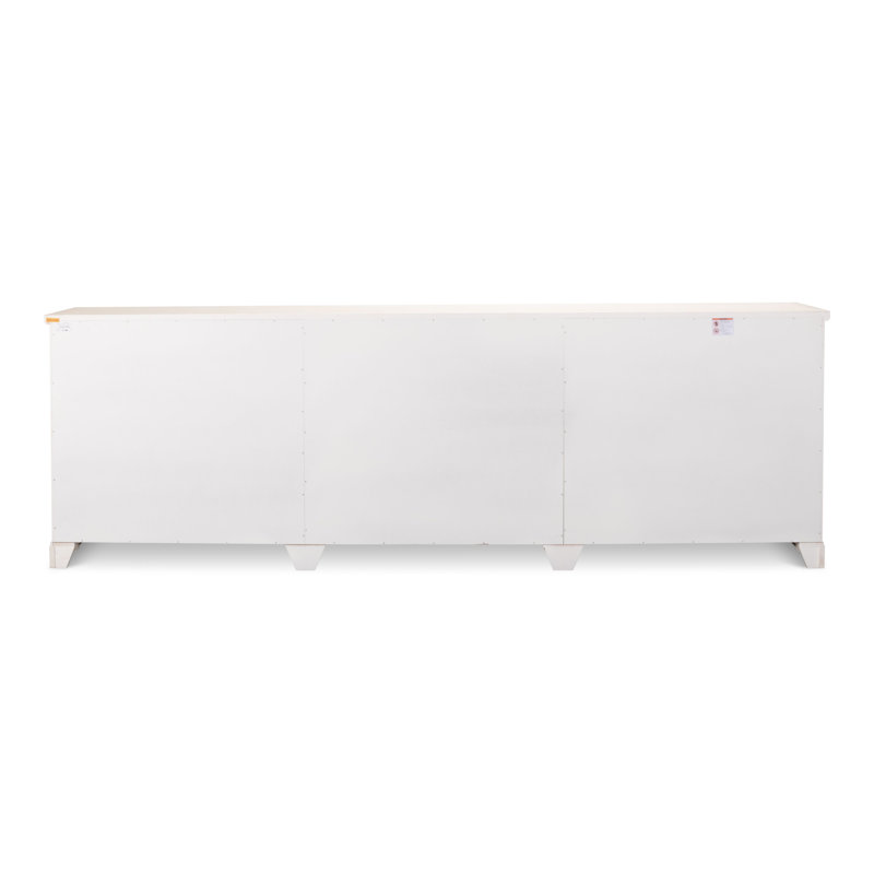 Boxholm 112'' W Solid Wood Sideboard, Stucco White/Gray Quartz