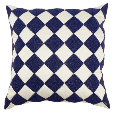 Harlequin Diamond Beaded Silk Throw Pillow