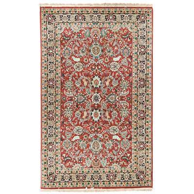 Tapis rouge et bleu marine noué à la main de haute qualité