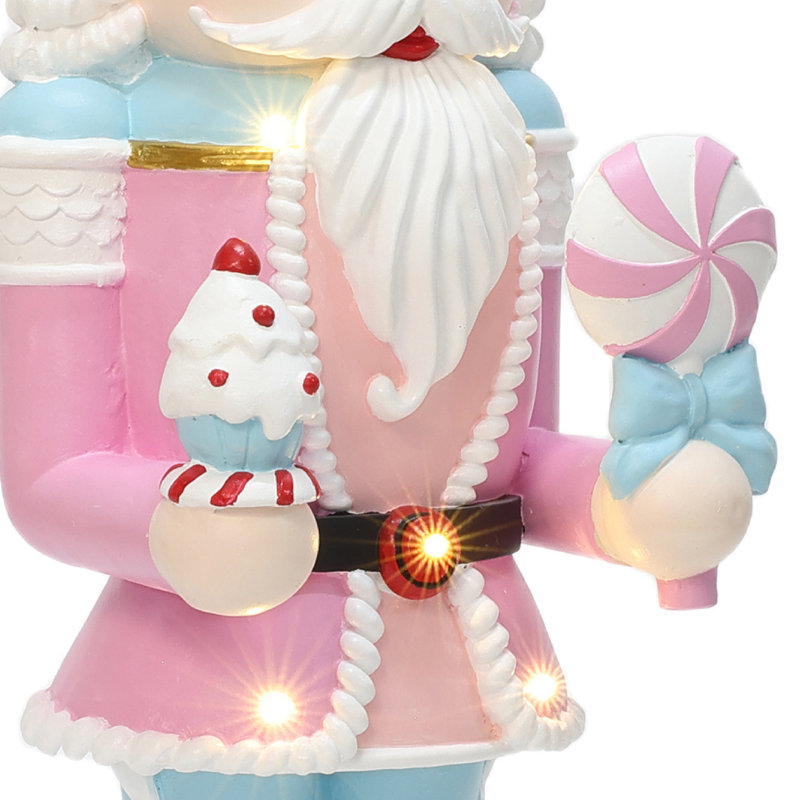 Soldat rose casse-noisette 4 pi avec gâteau, décoration des Fêtes à piles, H 48,43 po x l 15,94 po x P 15,75 po