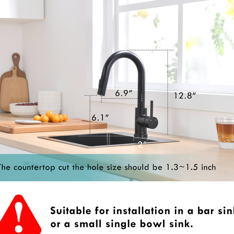 Robinets de cuisine modernes noirs avec douchette extractible - Rotation à 360 °, acier inoxydable pour la cuisine, robinet de bar et robinet d'évier