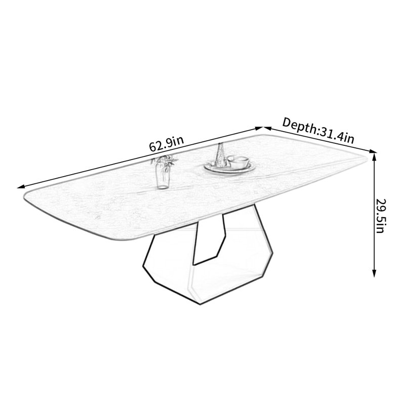 Alayzah Dining Table, 29.5"H x 62.9"L x 31.4"W