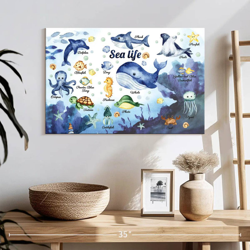 Ashelle Sea Life Chart, 16" H x 24" W