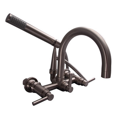 3 Handle Bathroom Clawfoot Tub Faucet with Diverter