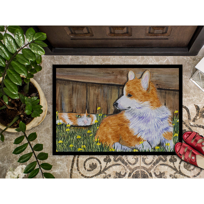 Non-Slip Floral Indoor Doormat, Rectangle 1'6" x 2' 3"