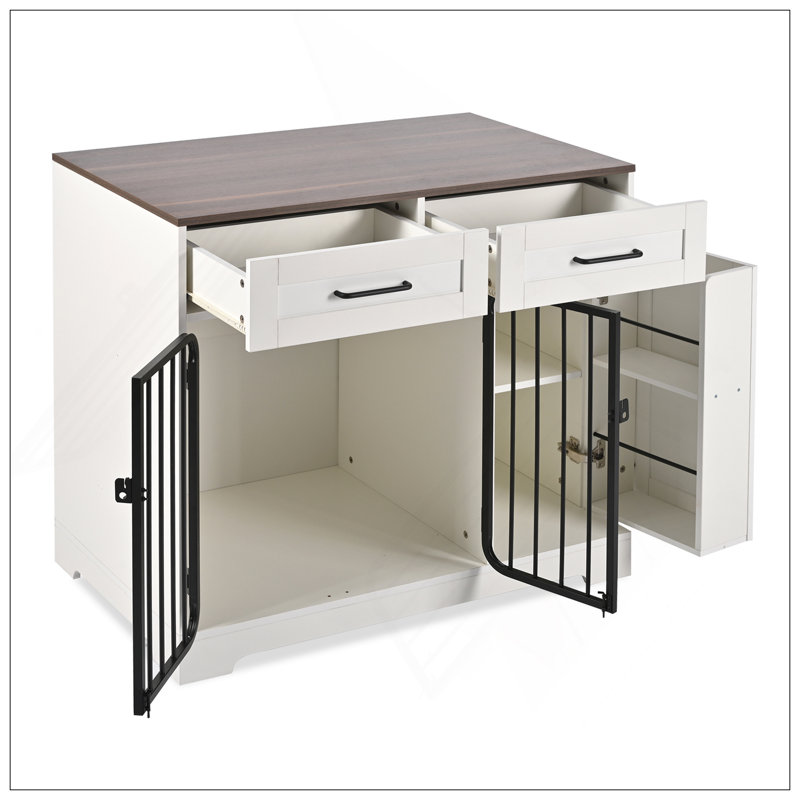 Cage pour chien de 37,4 pouces avec 2 tiroirs et armoire de rangement Modern Furniture, idéale pour les petits et moyens chiens
