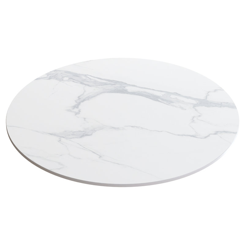 Plateau de table en céramique frittée à bords biseautés, H 0,43 po x L 23,6 po x l 23,6 po, Blanc