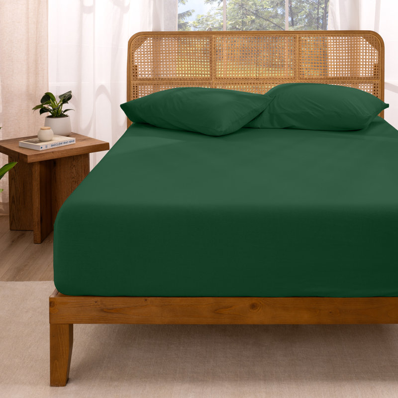 Organic 100% Cotton Jersey Knit Fitted Sheet, Twin Fitted Sheet, Forest Green