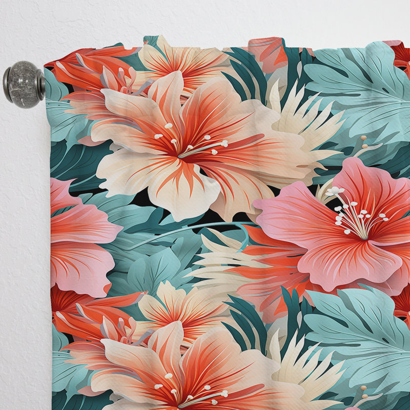 Motif tropical Coral Mirage Vi - Rideau floral - Rideau floral obscurcissant - 1 panneau, L 52 po x L 90 po