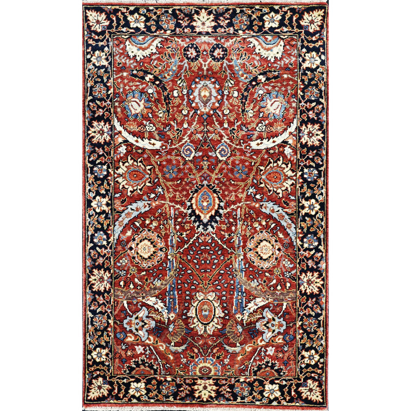 Hand Knotted Wool Oriental Area Rug, Rectangle 3' x 5'