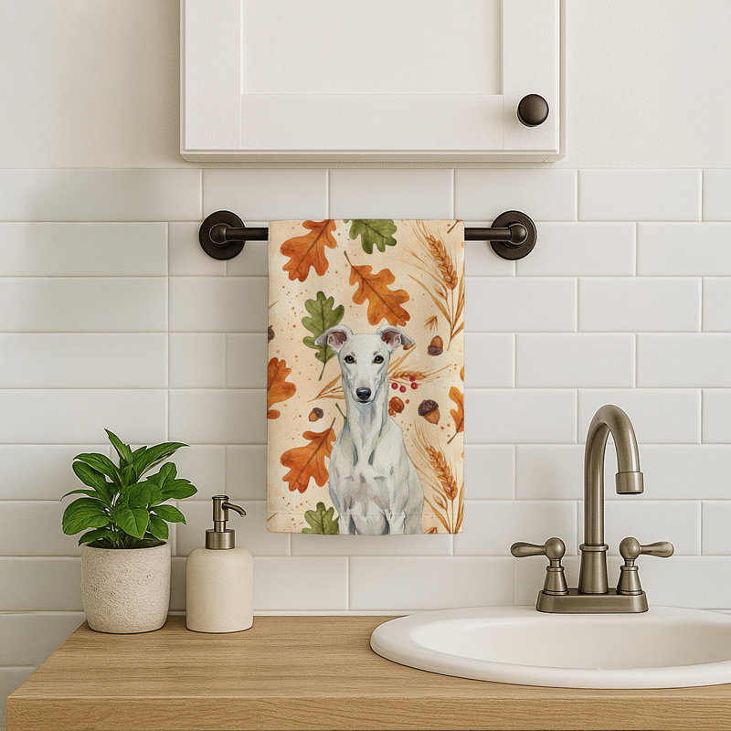 Serviette de cuisine tricolore Sheltie, Lévrier blanc
