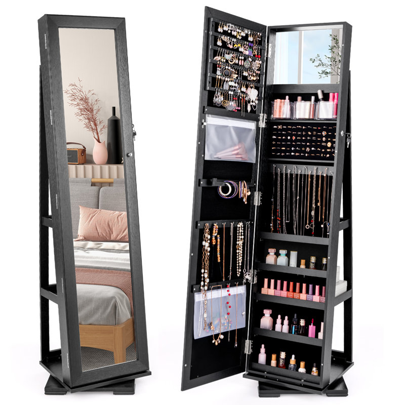 Freestanding Jewelry Armoire, Black
