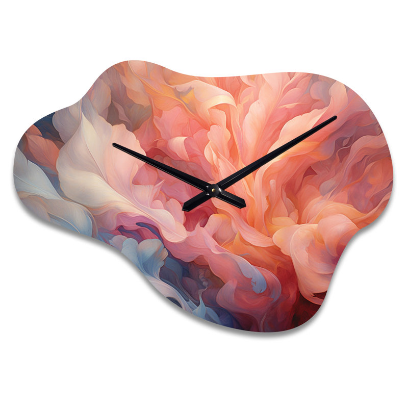 Horloge murale Peach Blue Rose Reverie I - Floral Cloud, Grand
