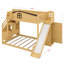 Lit superposé avec escalier de rangement, tablette, glissade et garde-robe-302112516