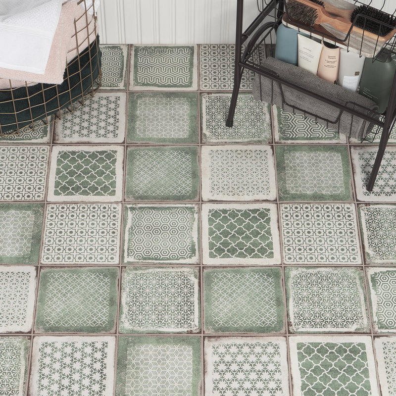 Carrelage de sol et de mur en porcelaine mate 7,87 po x 7,87 po San Luis (10,32 pieds carrés / caisse), Vert