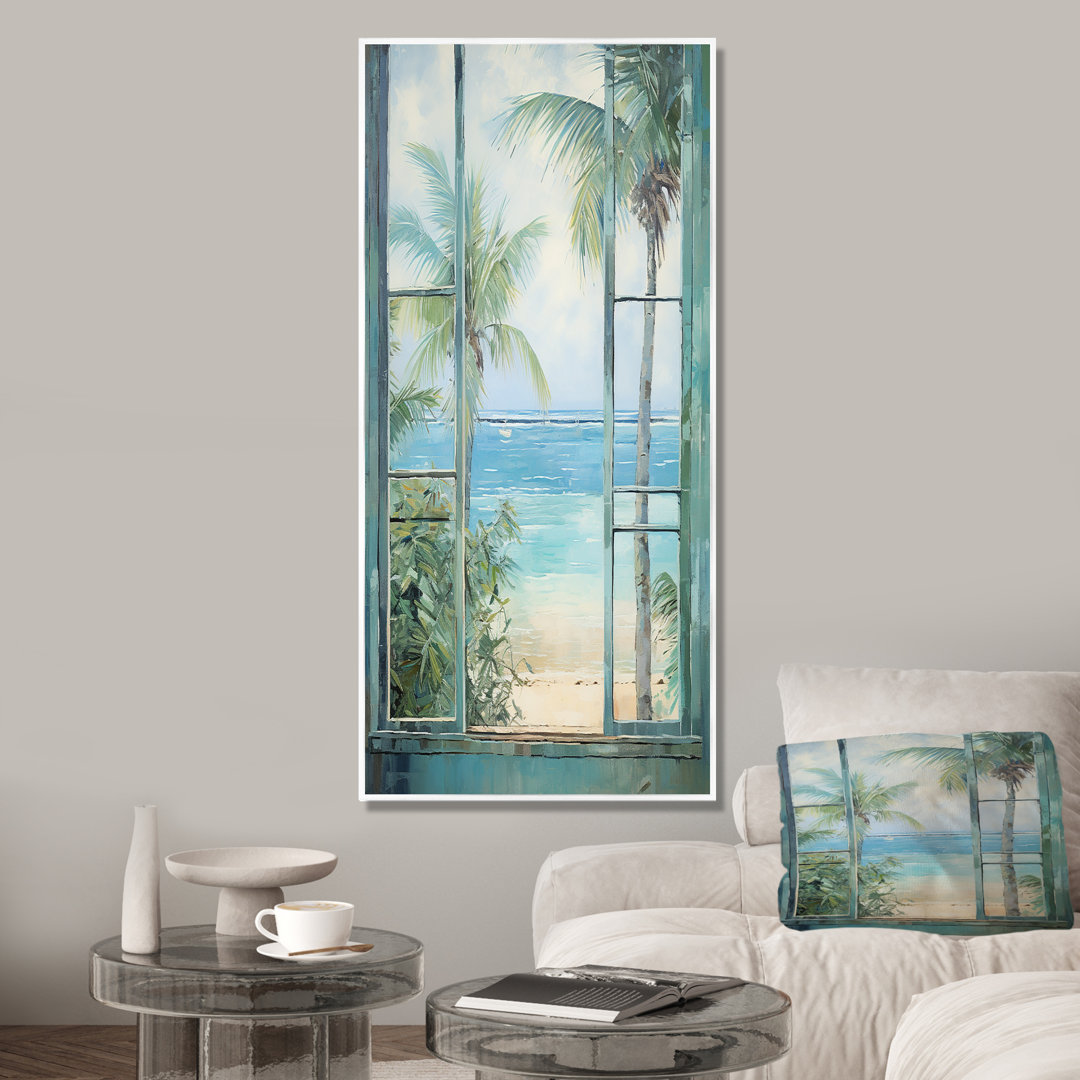 Tropical beach Windows horizon I - Coastal Windows Canvas Print Winston Porter Overall 
