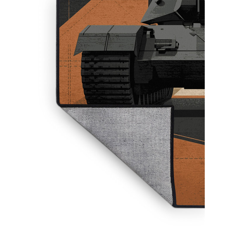 Tapis géométrique industriel gris lavable à la machine à engins d'artillerie Maurice, 7 x 9