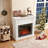 41.34" Wide Space-Saving Electric Fireplace Mantel with 23" Insert, Adjustable 3D Flame & Remote-2075692885