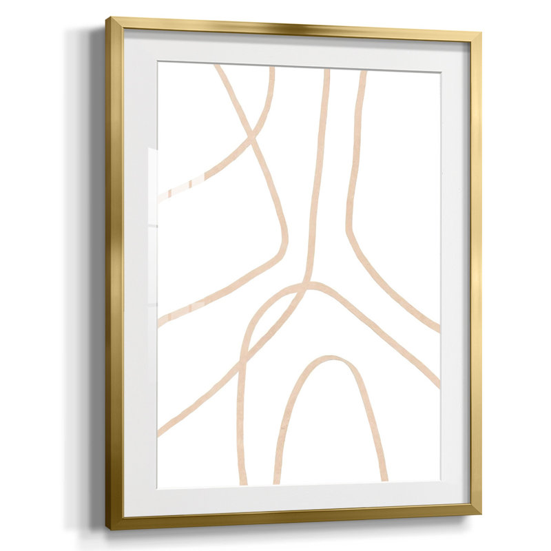 Clean Contour IV Framed Print, White, Gold Framed Paper