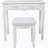 Vanity Desk Set With LED Light Mirror And Cushioned Stool For Bedroom-511025225