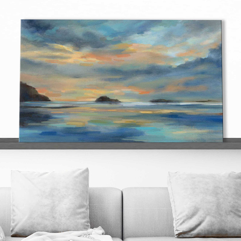 Coucher de soleil sur le Pacifique - Peinture, H 18 po x l 30 po x P 1 po, Toile tendue