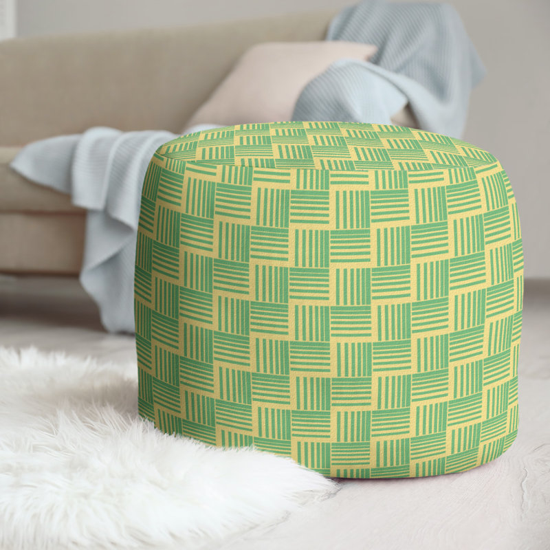 repose-pieds à rayures classic basketweave, Jaune / vert
