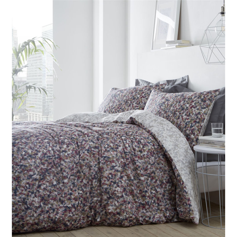 Ruddell Geometric 100% Cotton 200 Threadcount Reversible Duvet Cover Set, Super King Duvet Cover + 2 Standard Pillowcases