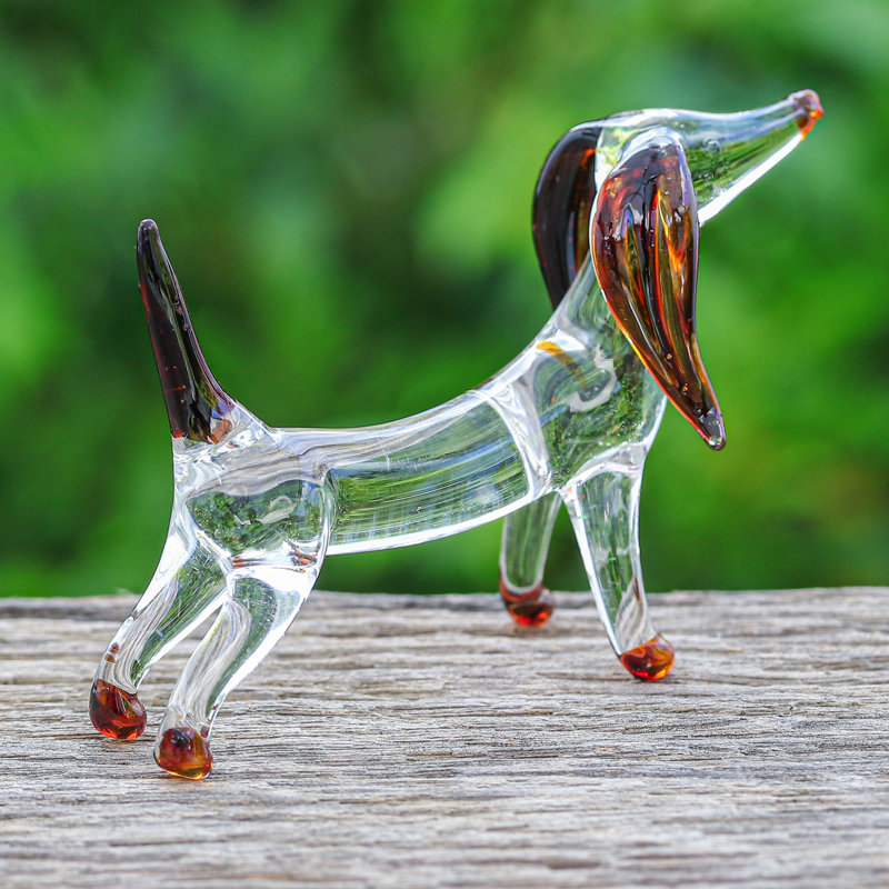 Winston Porter Handmade Courage Dachshund Handblown Glass Figurine