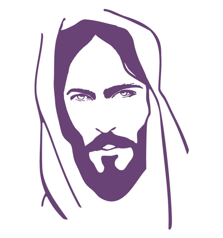Décalcomanie murale face of jesus, H 48 po x l 33 po x P 0,01 po, Violet