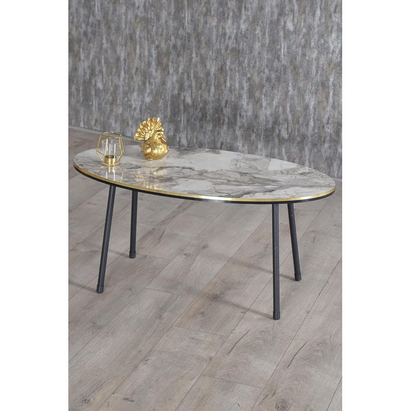 Mordecai Living Room Table Set, White Marble